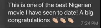 Screenshot of a comment saying ‘One of the best Nigerian movies I have watched so far’ illustrating global reactions to Funmilayo Ransome‑Kuti.