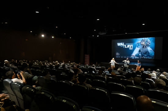 Audience watching FRK Wallay Film Festival Barcelona premiere.