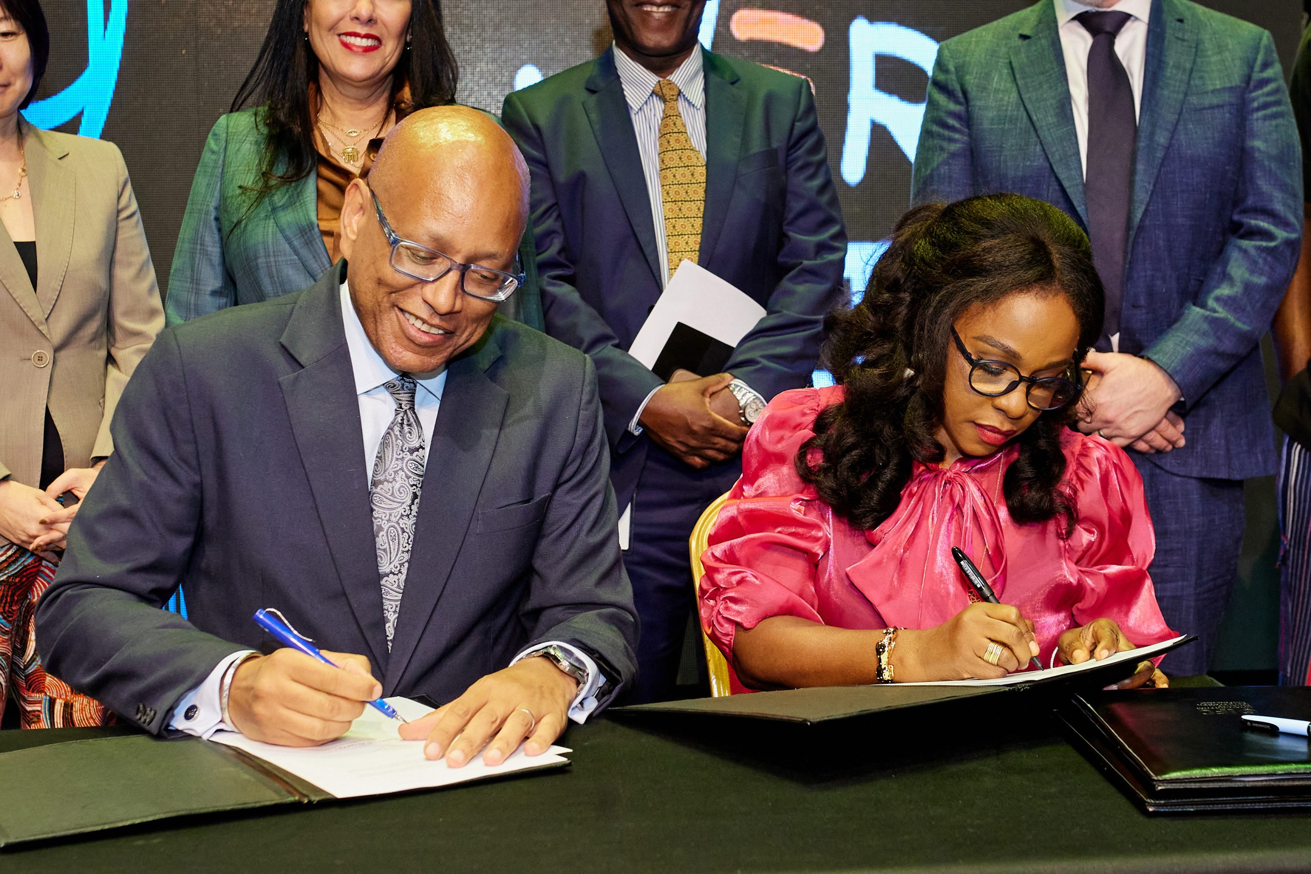 Terra Kulture x IFC Partnership Signing Bolanle Austen-Peters and IFC VP Ethiopis Tafara at the partnership signing